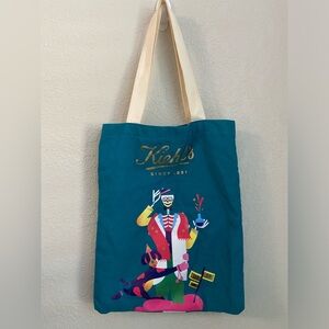 Cute Kiehl’s Reusable Cotton Travel Shopping Cloth Tote Bag Limited Edition Teal